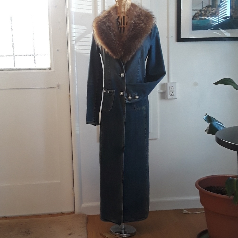 Vintage long denim coat